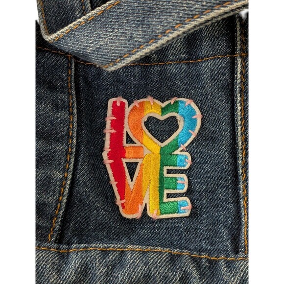 Denim Purse Flower Power Purse Daisy Rainbow Jean Bag Y2K Boho Hippie Cottage - Picture 3 of 11